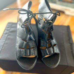 Leather SODA LACE-Up Block Heels